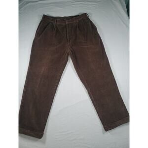 Jos A Bank Menʼs Dark Brown 38W/30L Cotton Corduroy Pants Pleated
